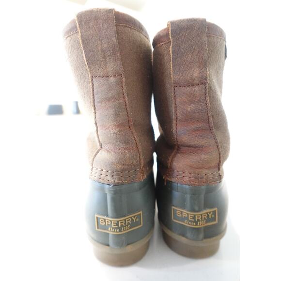 Men Sperry Brewster Waterproof /lace up ankle Rain Boot Olive/Brown - Picture 7 of 16